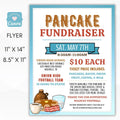 Editable Pancake Breakfast Fundraiser Flyer Set for School, Business, Non Profit, Charity, Benefit Event